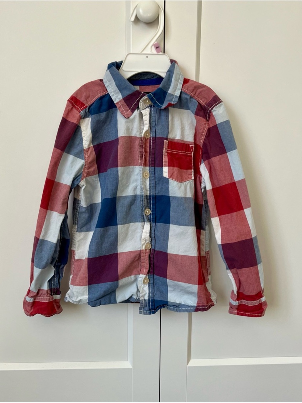 OshKosh B'gosh Boys Plaid Button-Down Shirt - Red, Blue & White
